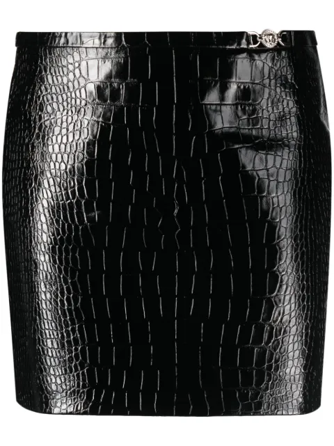 Versace crocodile-effect leather miniskirt Black 10114141A08447