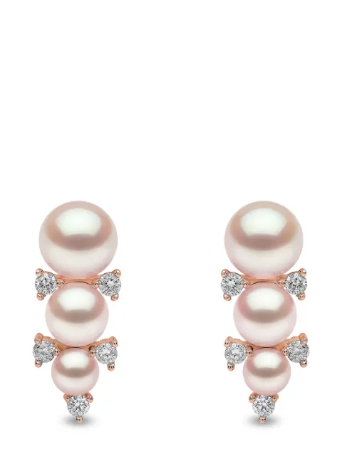 Yoko London 18kt rose gold Sleek Akoya pearl diamond earrings Pink QYE22229X