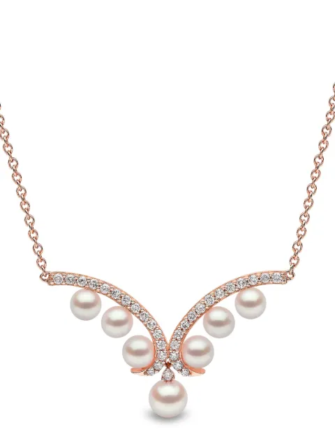 Yoko London 18kt rose gold Sleek Akoya pearl and diamond necklace Pink QYN22429X