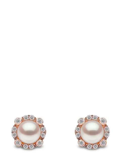 Yoko London 18kt rose gold Trend freshwater pearl and diamond earrings Pink TEM02229F