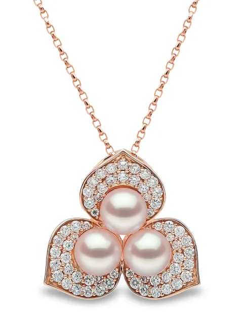 Yoko London 18kt rose gold Petal Akoya pearl and diamond necklace Pink QYP23089X