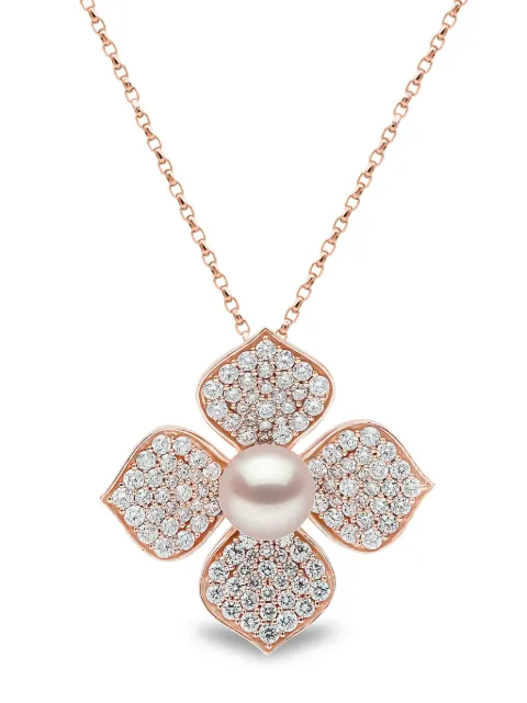 Yoko London 18kt rose gold Petal Akoya pearl and diamond necklace QYP23129X