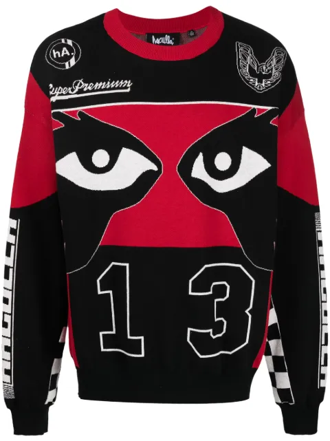 Haculla graphic-print cotton jumper Black HA02BDSK02