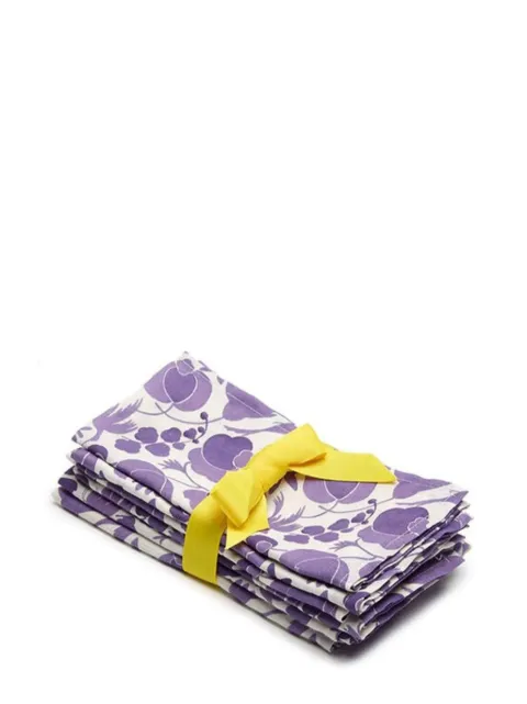 La DoubleJ Wildbird-print linen napkins (set of six) Purple NAP0002LIN001CER0020HW4