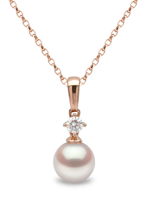 Yoko London 18kt rose gold Classic Akoya pearl and diamond necklace Pink YPM11109X