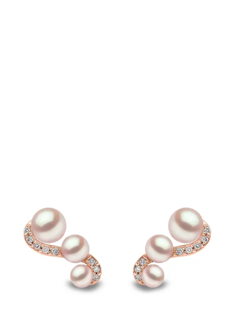 Yoko London 18kt rose gold Sleek Akoya pearl and diamond earrings Pink QYE22209X