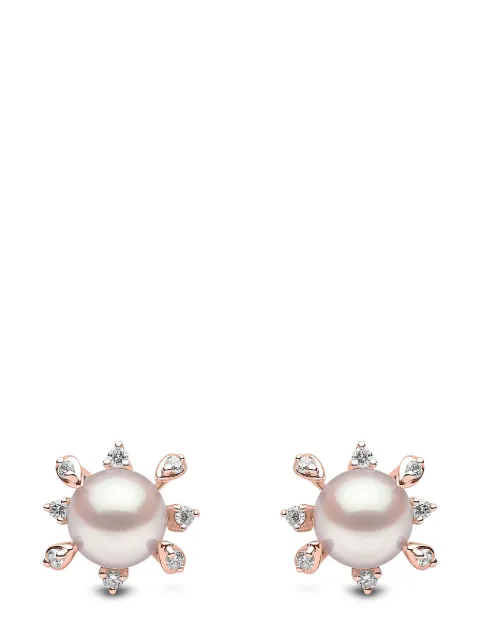 Yoko London 18kt rose gold Trend Akoya pearl and diamond earrings Pink TEM02279F