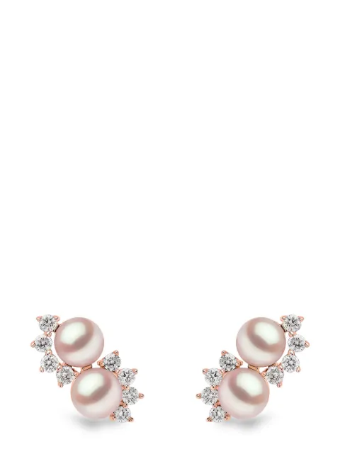 Yoko London 18kt rose gold Sleek Akoya pearl and diamond earrings Pink QYE22239X