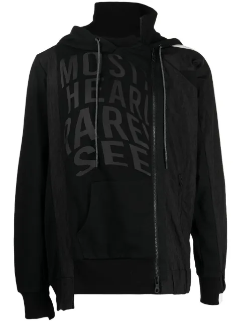 Mostly Heard Rarely Seen Track asymmetric panelled hoodie Black MH02BDKH01