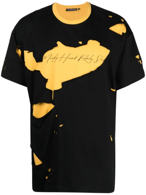 Mostly Heard Rarely Seen ripped logo-print cotton T-shirt Black MH02BDT02