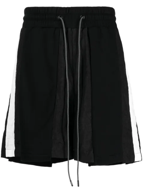 Mostly Heard Rarely Seen striped panelled cotton track shorts Black MH02BDKBS01