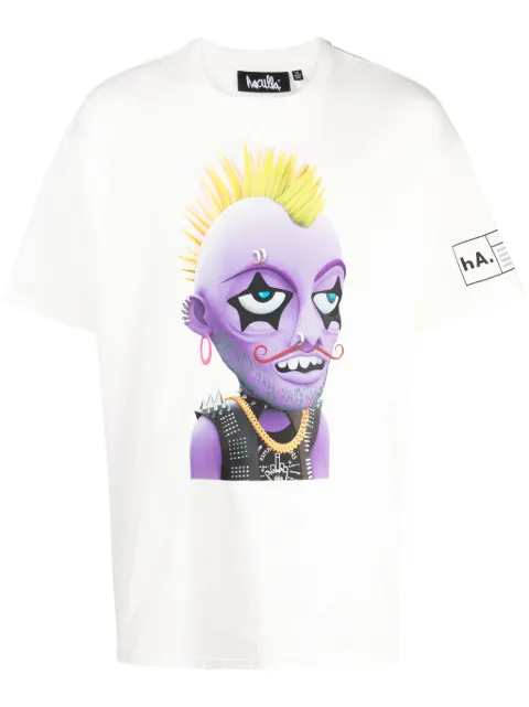 Haculla Moe-print cotton T-shirt White HA02BDT08