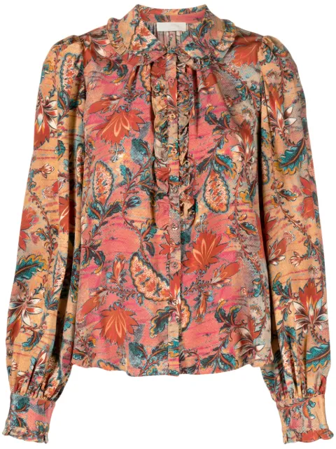 Ulla Johnson Philipa floral-print silk Blouse Orange PF230244