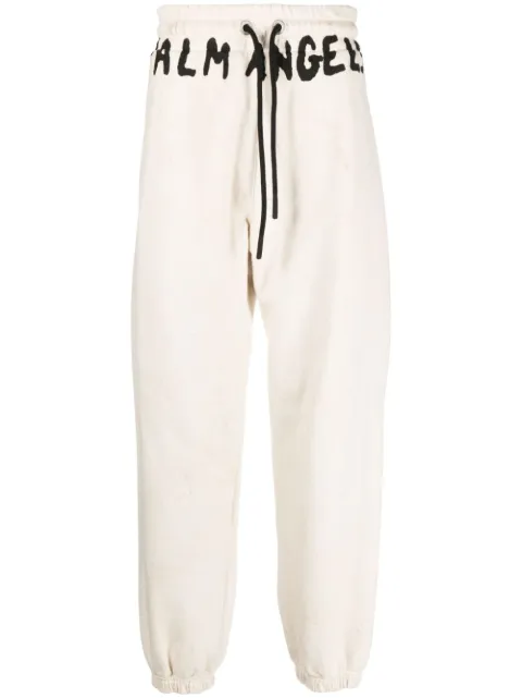 Palm Angels logo-print cotton track pants White PMCH011S23FLE0040110