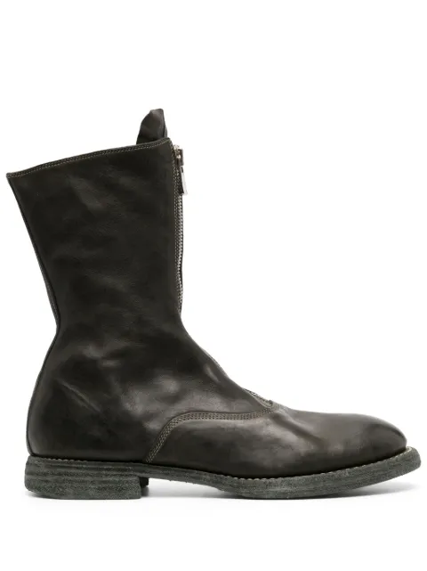 Guidi polished-leather zip-up boots Green 310WZ