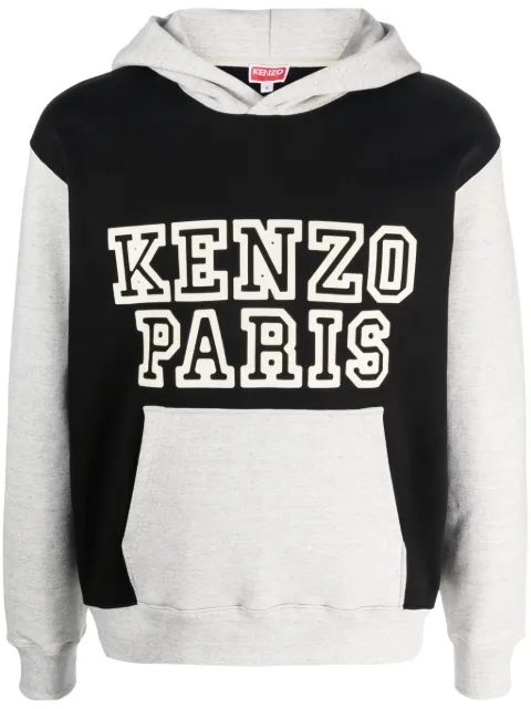 Kenzo colour-block stretch-cotton hoodie Black FD65SW0844ME