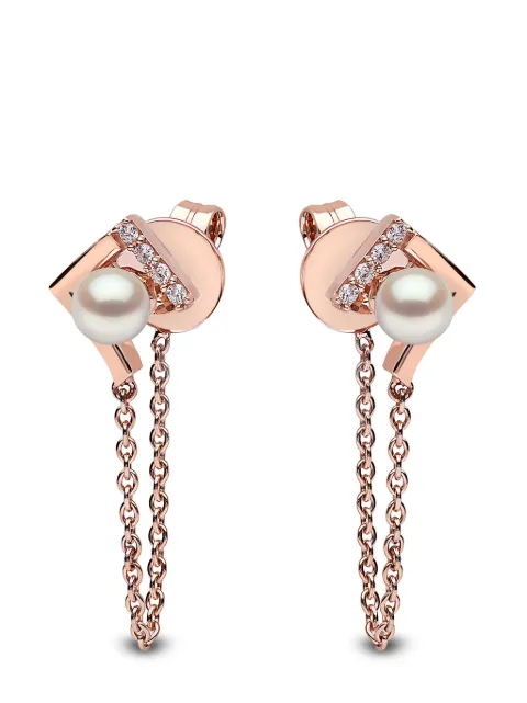 Yoko London 18kt rose gold Trend freshwater pearl and diamond earrings TEM02369F