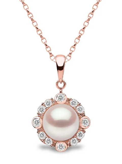 Yoko London 18kt rose gold freshwater pearl and diamond necklace Pink TPM02229F
