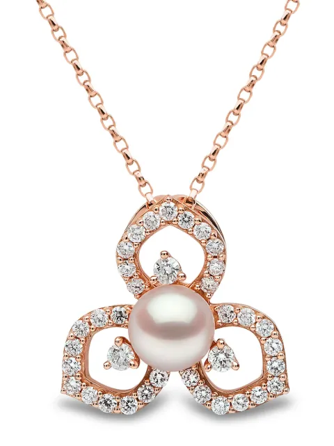Yoko London 18kt rose gold Akoya pearl and diamond necklace Pink QYP23079X