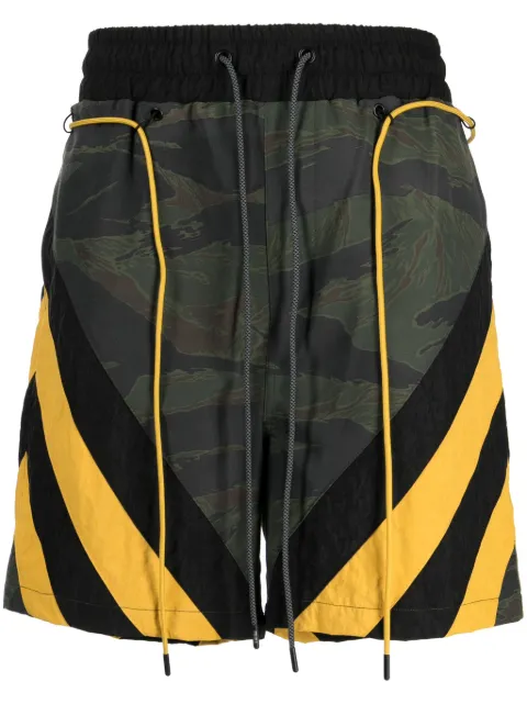 Mostly Heard Rarely Seen camouflage striped track shorts Green MH02BDBS06