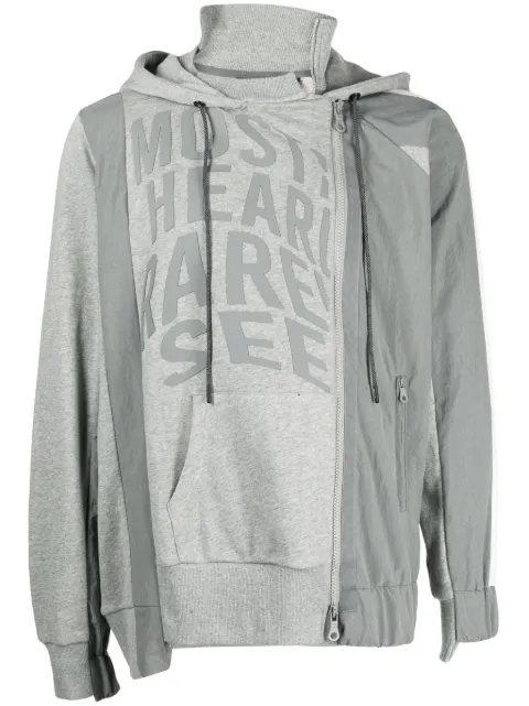 Mostly Heard Rarely Seen logo-print asymmetric hoodie Grey MH02BDKH02
