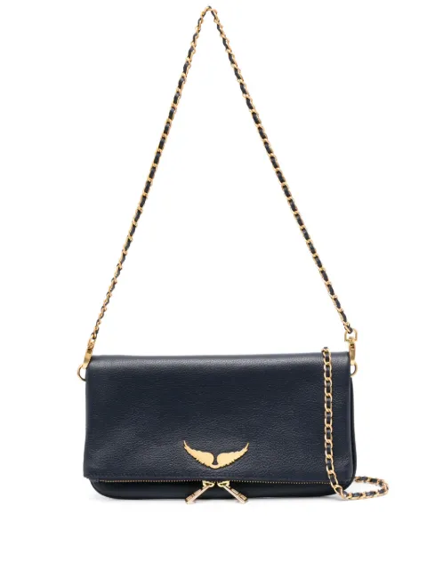 Zadig&Voltaire Rock leather crossbody bag Blue LWBA00001INKGOLD