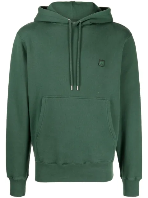 Maison Kitsuné logo-patch cotton hoodie Green LM00703KM0307