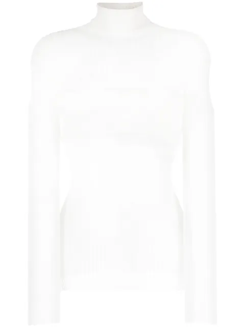QUIRA semi-sheer ribbed-knit top White W3QQ725KU