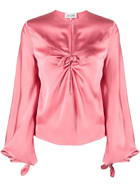 Del Core satin-finish knot-detail blouse Pink B000642T0470