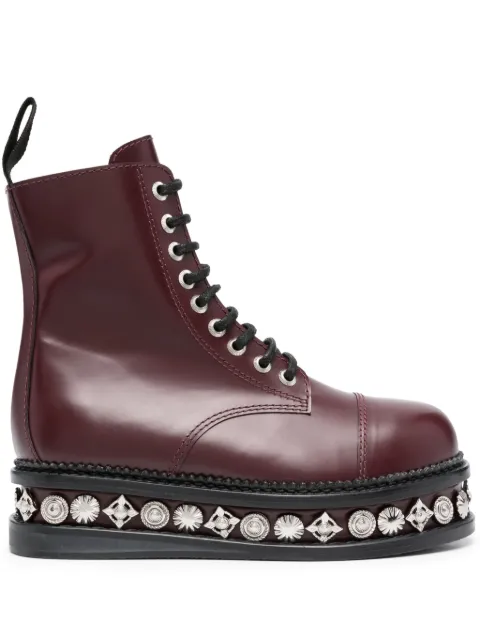 Toga Pulla stud-embellished leather boots Red FTGPW128702809