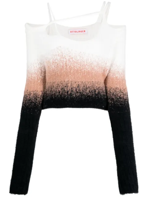 Ottolinger gradiebt-effect off-shoulder knitted jumper White 705801