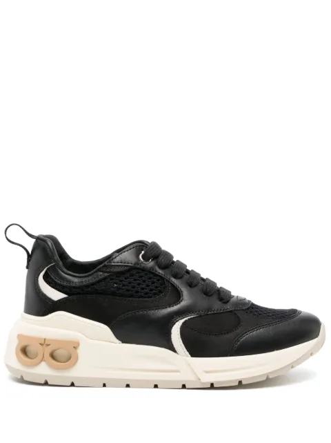 Ferragamo almond-toe panelled leather sneakers Black 763650