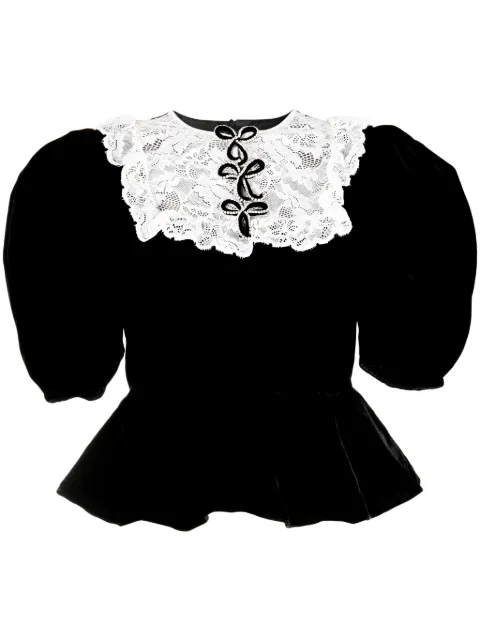 ANOUKI two-tone crystal-embellished blouse Black APF23I16BLBKVE