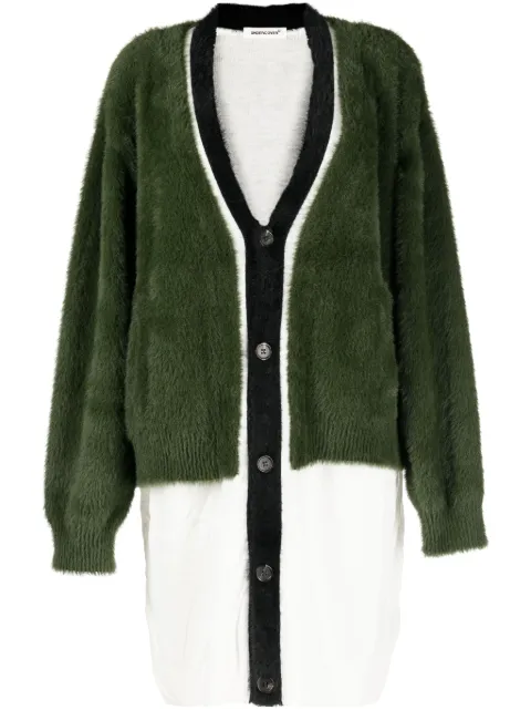 Undercover layered-design V-neck cardigan Green UP2C1902