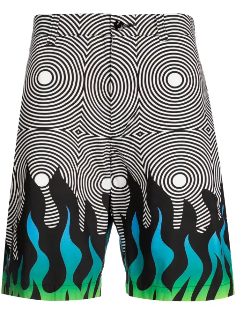 Neighborhood abstract-pattern cotton chino shorts White 231UTDSNPTM01