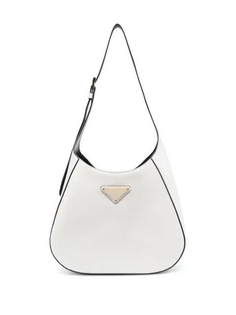 Prada triangle-logo leather shoulder bag White 1BC196VOOO2AIX