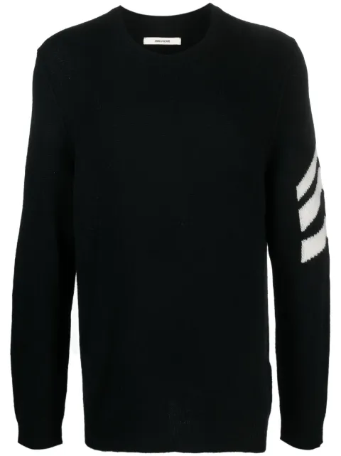 Zadig&Voltaire stripe-detail cashmere jumper Black KMSW00043