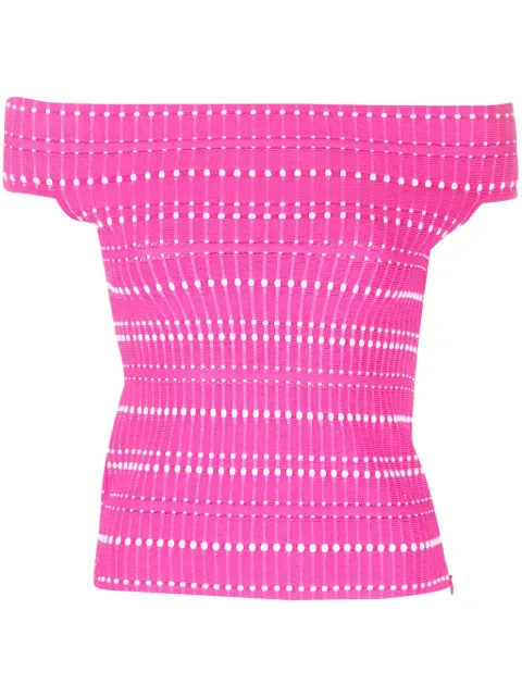 Alexander McQueen open-knit off-shoulder top Pink 758551Q1A6P