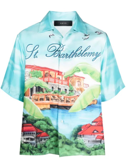 AMIRI Eden Rock bowling shirt Blue PF23MSS048