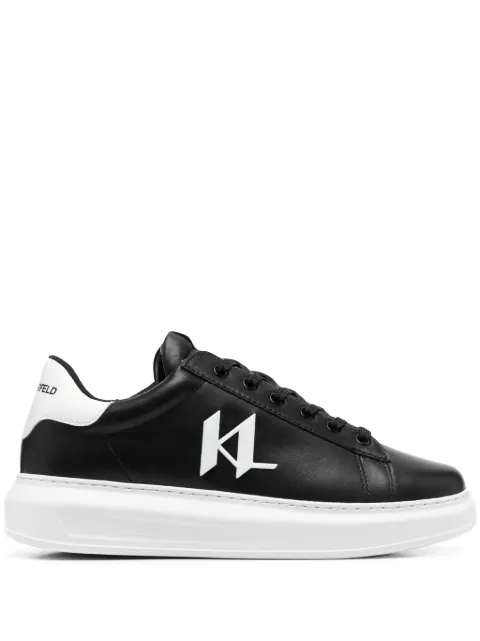 Karl Lagerfeld logo-appliqué leather sneakers Black KL52515A