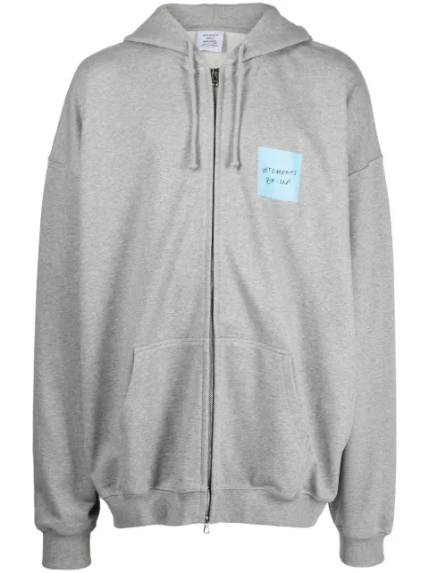 VETEMENTS logo-print zip-up hoodie Grey UE54HD440G