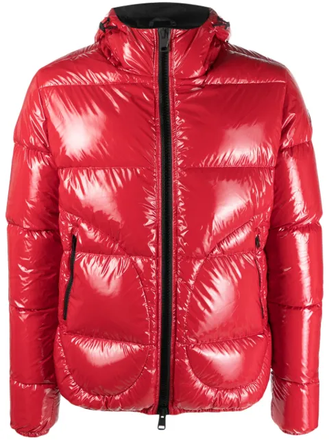 Herno logo-patch padded hooded jacket Red PI001079U12220