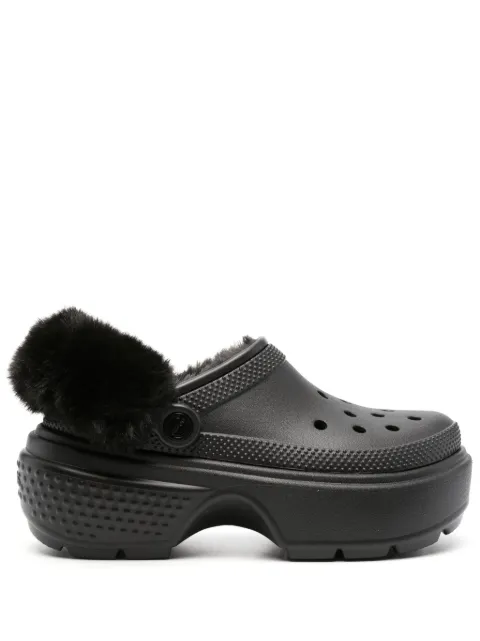 Crocs faux-fur platform clogs Black 208546