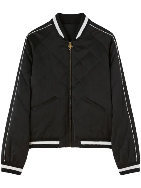 Palm Angels logo-embroidered quilted jacket Black PMEA110F23FAB0011076