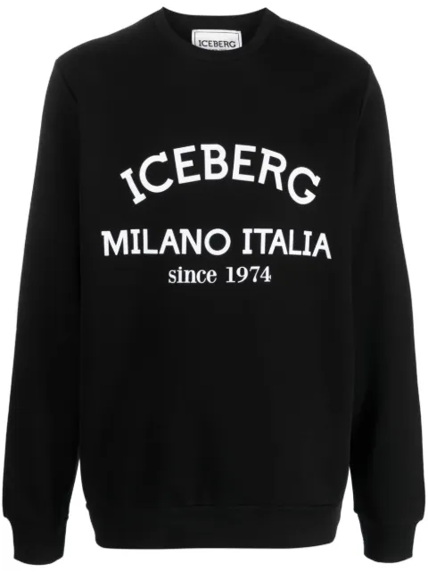 Iceberg logo-print cotton sweatshirt Black E05D6317