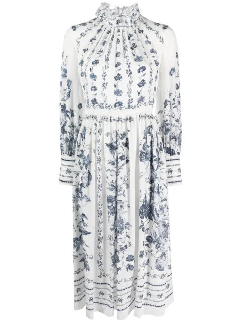 ERDEM floral-print silk midi dress White 21942