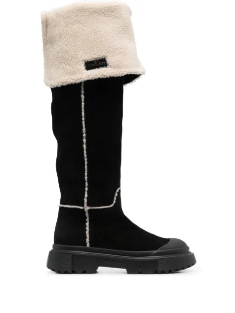 Hogan shearling-detail knee-high boots Black GYW6190FE509N0