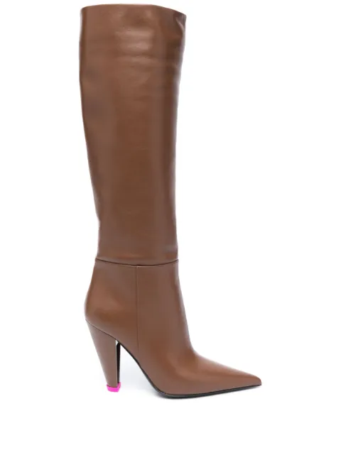 3juin 105mm leather knee-length boots Brown 324W9002S0871Y57