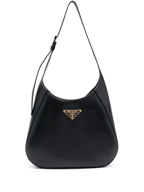 Prada triangle-logo leather shoulder bag Black 1BC196VOOO2AIX