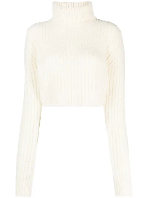 DSQUARED2 chunky-knit cropped jumper Neutrals S72HA1171S18355